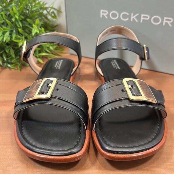 Rockport Zadie Buckle Total Motion Leather Sandals Wide Width Size 9.5 - Picture 7 of 12